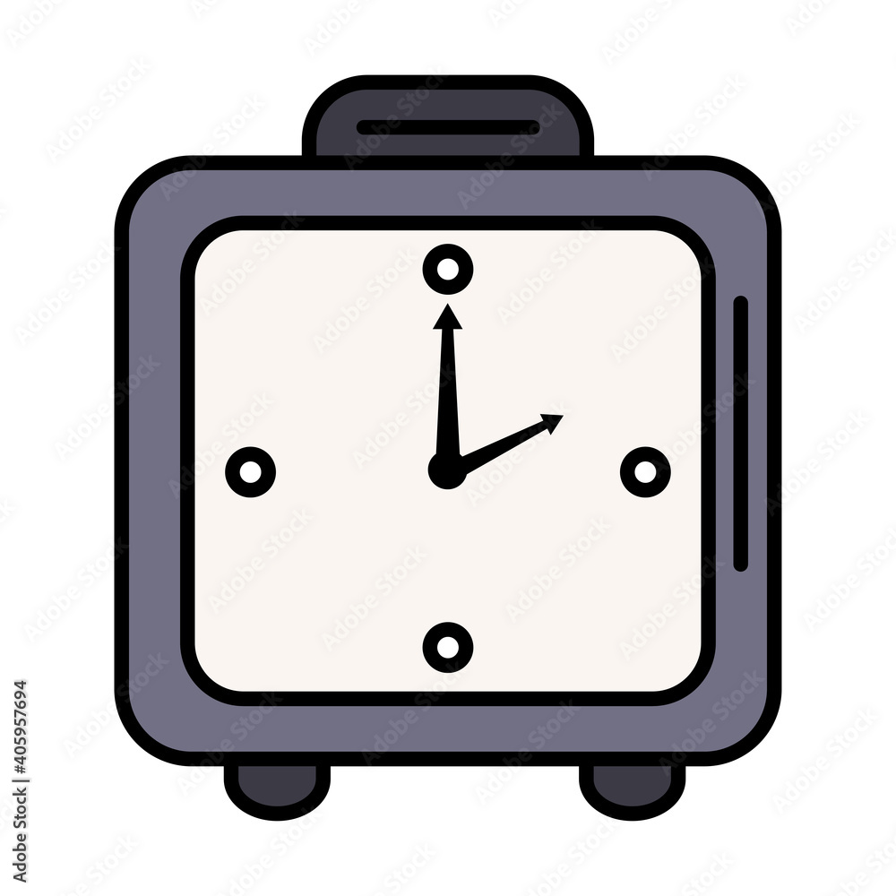 Poster time clock watch analog alarm square form line and fill style icon vector illustration design