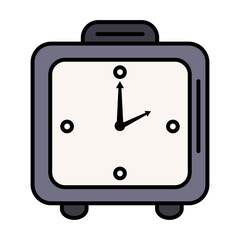 time clock watch analog alarm square form line and fill style icon vector illustration design