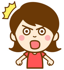 驚いた表情の女の子の上半身イラスト