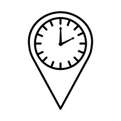 time clock watch analog in pin location line style icon vector illustration design