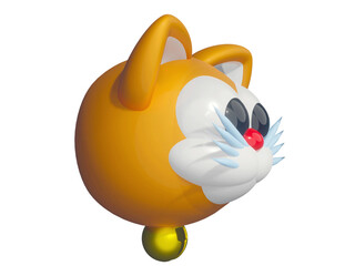 3D RENDER ILLUSTRATION. CLIPPING PATH MAIN OBJECT. Head face cute cat cartoon character design. colorful kitty clip art on isolated white background. Funny kitten graphic animal pet icon logo design.