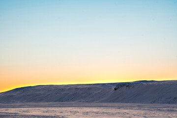 Sunset in the countryside landscape of the Icelandic highlands