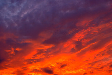 Beautiful fiery sunset during twilight hour
