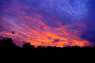 Beautiful fiery sunset during twilight hour