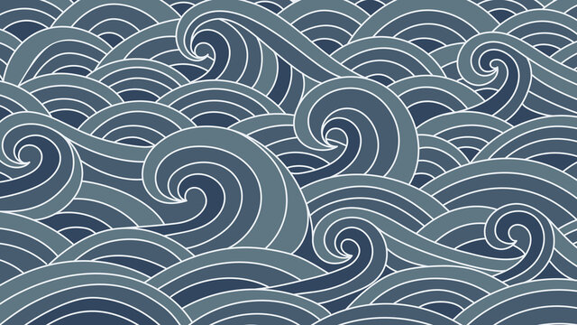 Traditional Japanese wave pattern background vector.  luxury line arts for prints, fabric, poster and wallpaper.