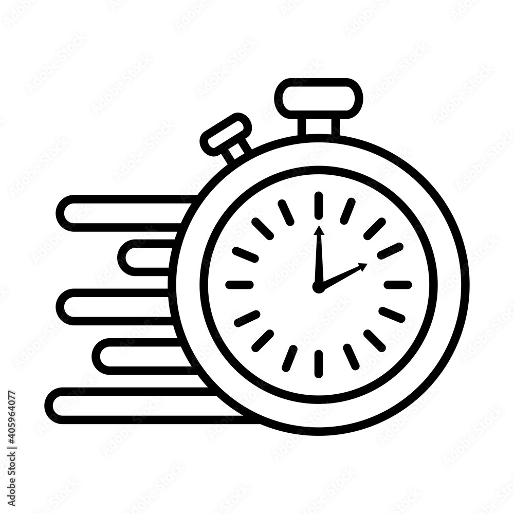 Poster time clock watch analog chronometer line style icon vector illustration design