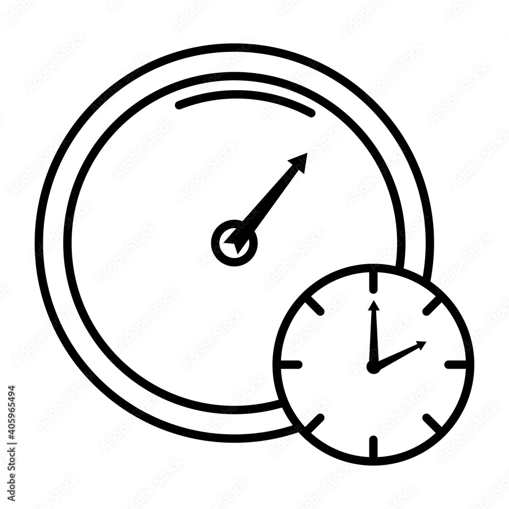 Poster time clock analog with gauge style line icon vector illustration design