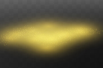 Yellow sparks glitter special light effect. Vector sparkles on dark background. Christmas abstract pattern. Sparkling magic dust particles