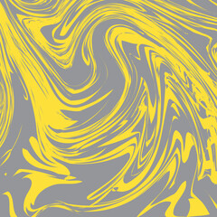 Obraz premium Trendy colors of 2021 year Ultimate gray and Illuminating yellow marble texture background. Liquid effect backdrop. Imitations of hand drawn acrylic painting. Marbling surface vector illustration.