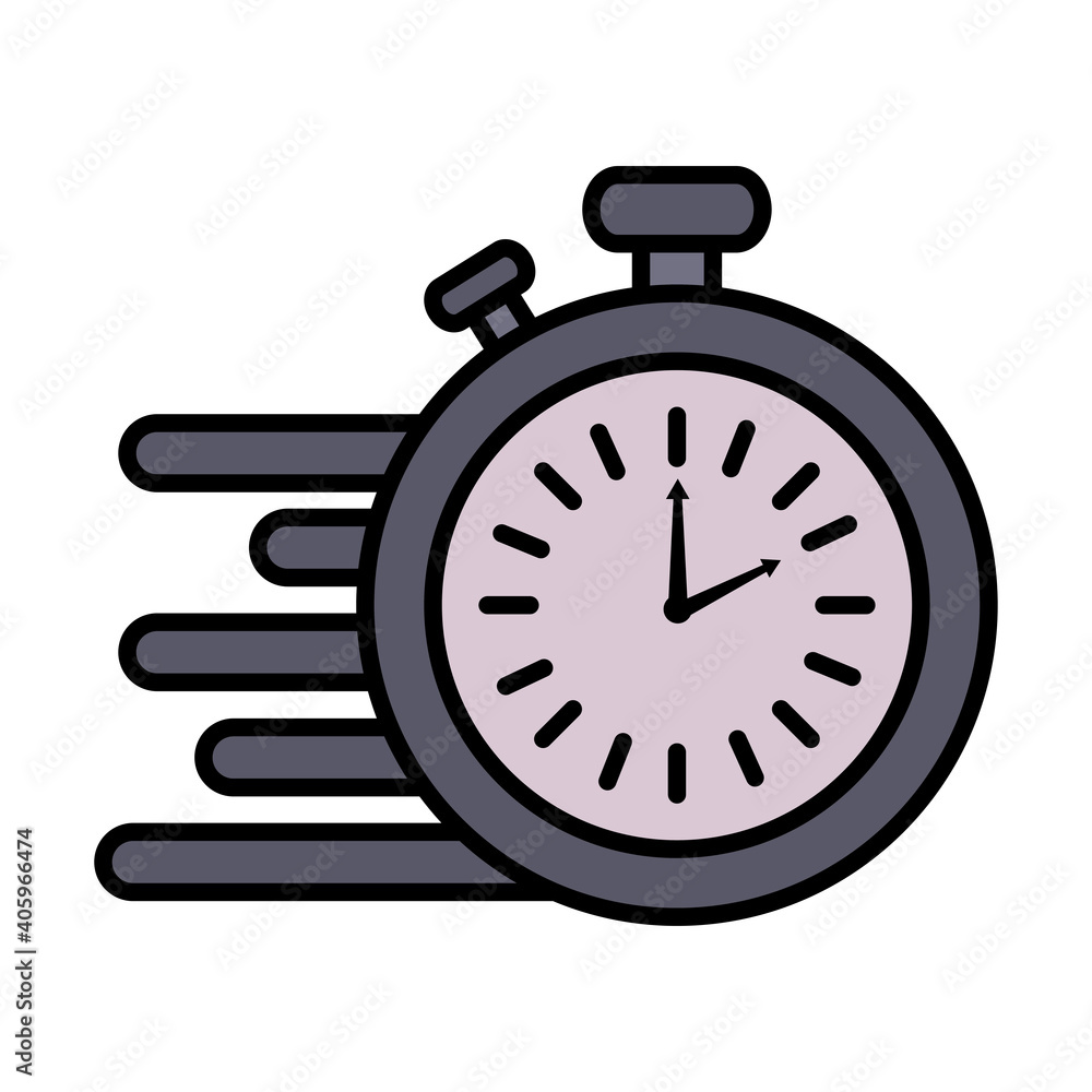Poster time clock watch analog chronometer line and fill style icon vector illustration design