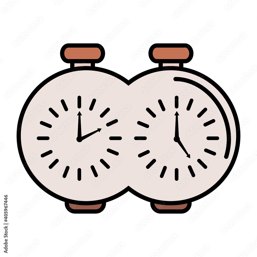 Poster circular chess clock device line and fill style icon vector illustration design