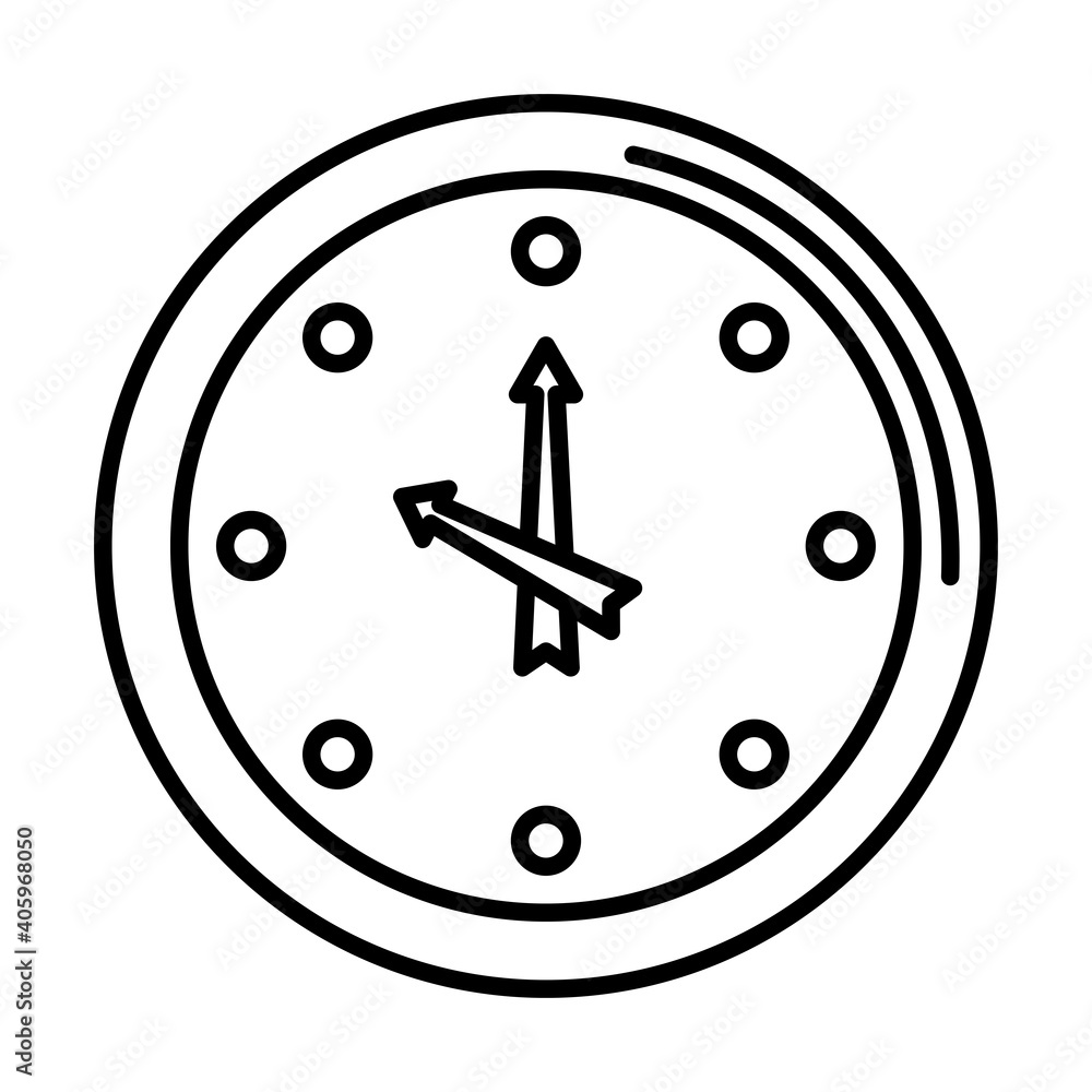 Poster time clock watch analog line style icon vector illustration design