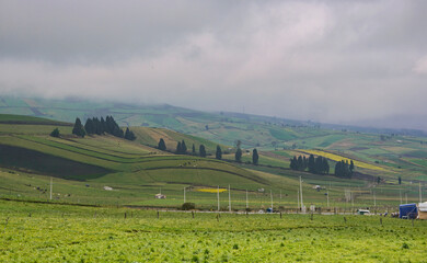 The fertile Andean highlands under Chimborazo, La Moya, Ecuador