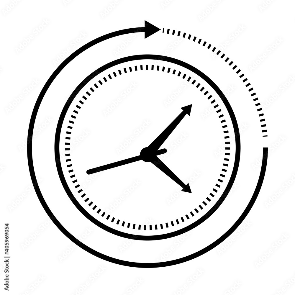 Poster time clock watch analog with arrow around line style icon vector illustration design