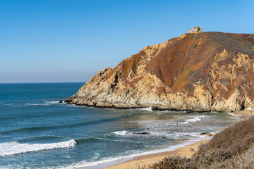 View of the Pacific coast with beautiful cliffs, Half Moon Bay, California