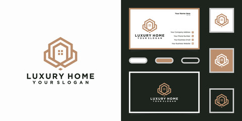 abstract modern house logo design and business card