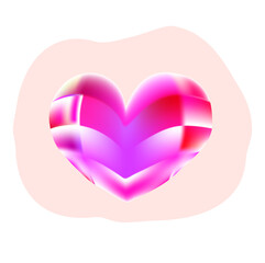 beautiful heart symbol of valentine's day isolated on a fashionable liquid background, can be used for the design of postcards, banners, walls, wallpaper