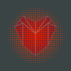 Halftone dark background with stylized heart.