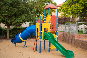 Outdoor children playground in a city park