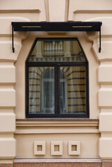 Vintage classic arch window. Architecture elements of old town