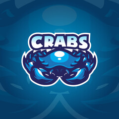 crab mascot logo design vector with concept style for badge, emblem and tshirt printing. blue crab illustration.