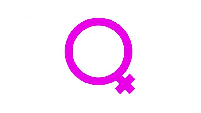 Female Sex Symbol Rotating Animation on White Background