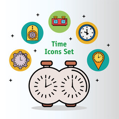 Fototapeta premium bundle of thirteen time set line and fill style icons vector illustration design