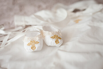 Christening textile booties for Christening