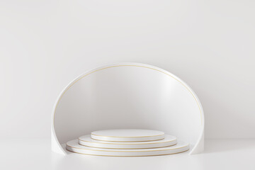 Cosmetic White color background Mock up podium display product presentation scene