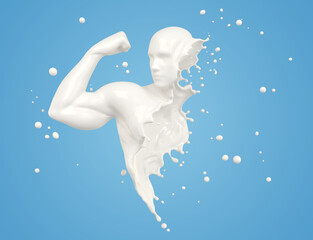 Obraz na płótnie Canvas Splash of milk in form of arm muscle