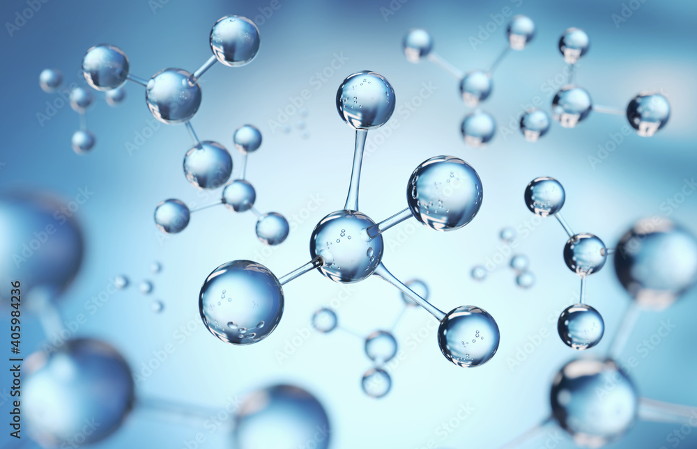 Poster science background with molecule or atom, abstract structure for science or medical background