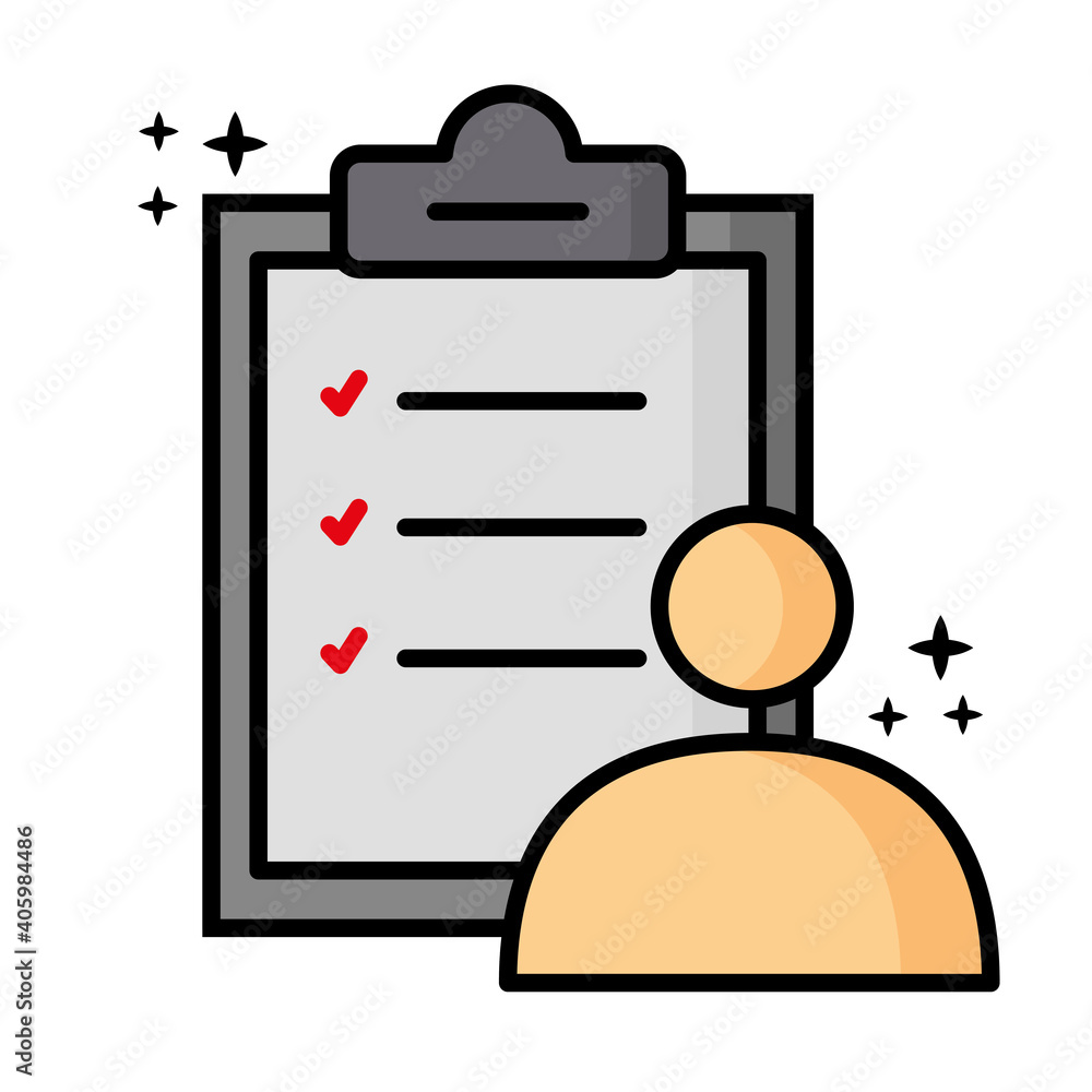 Poster avatar user profile with checklist icon vector illustration design