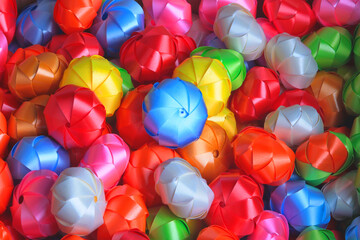 Varity beatiful coin in handmade craft ribbin for donate to give away alms by scattering.