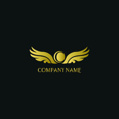 letter C and wings in luxury and elegant golden style logo design