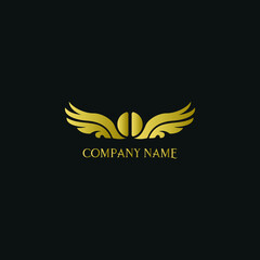 letter I and wings in luxury and elegant golden style logo design