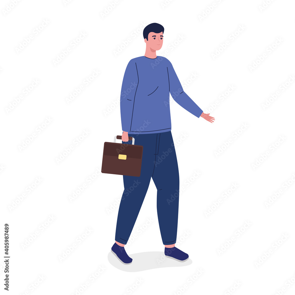 Wall mural elegant man worker with portfolio avatar character vector illustration design