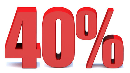  40 Percent off 3d Sign on White Background, Special Offer 40% Discount Tag, Sale Up to 40 Percent Off,big offer, Sale, Special Offer Label, Sticker, Tag, Banner, Advertising, offer Icon