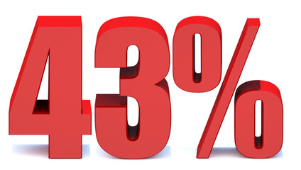  43 Percent off 3d Sign on White Background, Special Offer 43% Discount Tag, Sale Up to 43 Percent Off,big offer, Sale, Special Offer Label, Sticker, Tag, Banner, Advertising, offer Icon