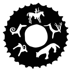 Round sketch on a theme of the Altaic shamanism, vector illustration