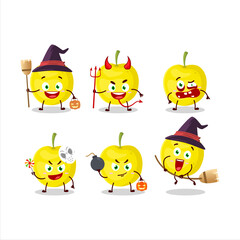 Halloween expression emoticons with cartoon character of yellow cherry