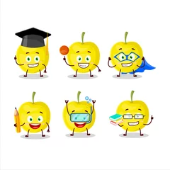 Fotobehang School student of yellow cherry cartoon character with various expressions © kongvector