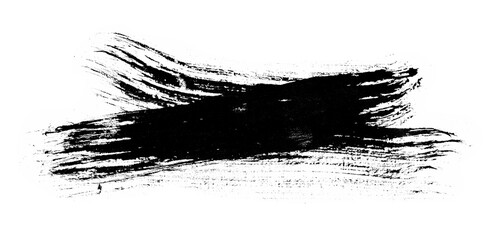 Black ink strokes on white paper. Graphic design elements for lower third, text effect, photo pverlay, etc. Chinese style abstract brush strokes
