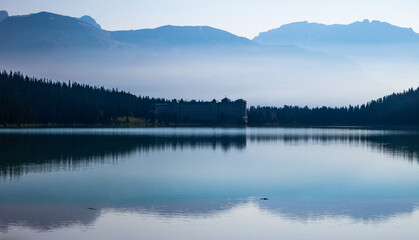 misty morning at Lake Louise