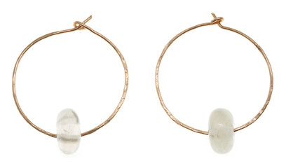 Handmade Rose Gold Wire Quartz Crystal Hoop Earrings