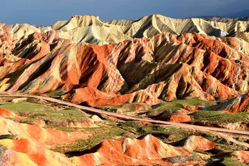 Deurstickers Zhangye Danxia Zhangye National Geopark , also known as "Rainbow Hills" is located in Gansu province of China.