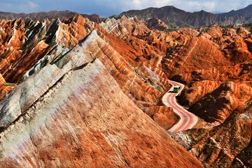 Photo sur Plexiglas Zhangye Danxia Zhangye National Geopark , also known as "Rainbow Hills" is located in Gansu province of China.