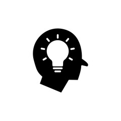 Head icon with light bulb. Concept of new idea. Idea generation process. simple design editable. Design template vector