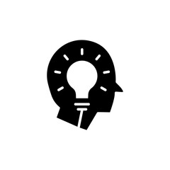 Head icon with light bulb. Concept of new idea. Idea generation process. simple design editable. Design template vector
