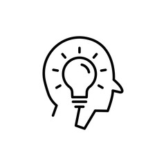 Head line icon with light bulb. Concept of new idea. Idea generation process. simple design editable. Design template vector