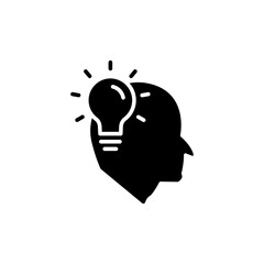 Head icon with light bulb. Concept of new idea. Idea generation process. simple design editable. Design template vector